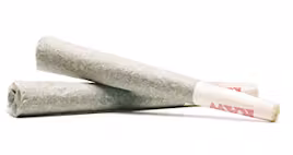 Two rolled cannabis joints placed side by side on a white background